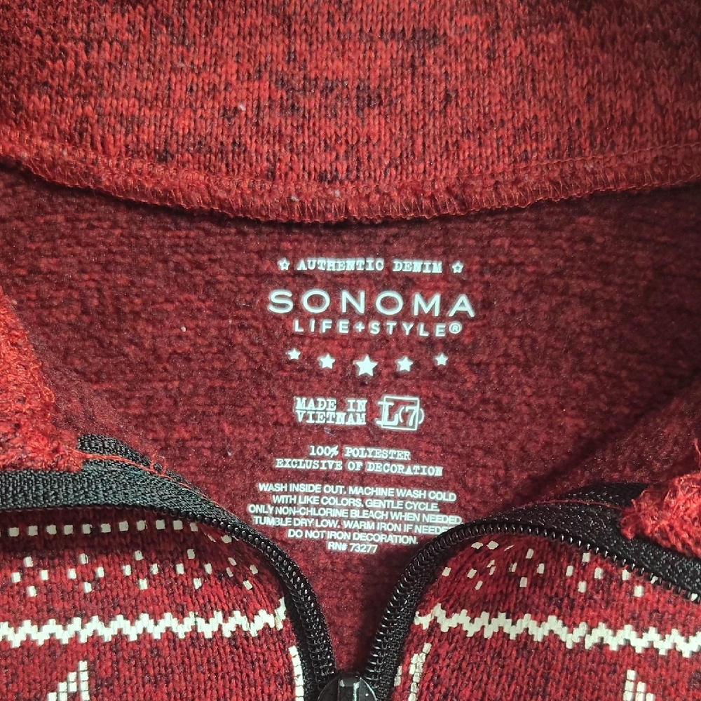 Sonoma Burgundy Knit Zip-Up
